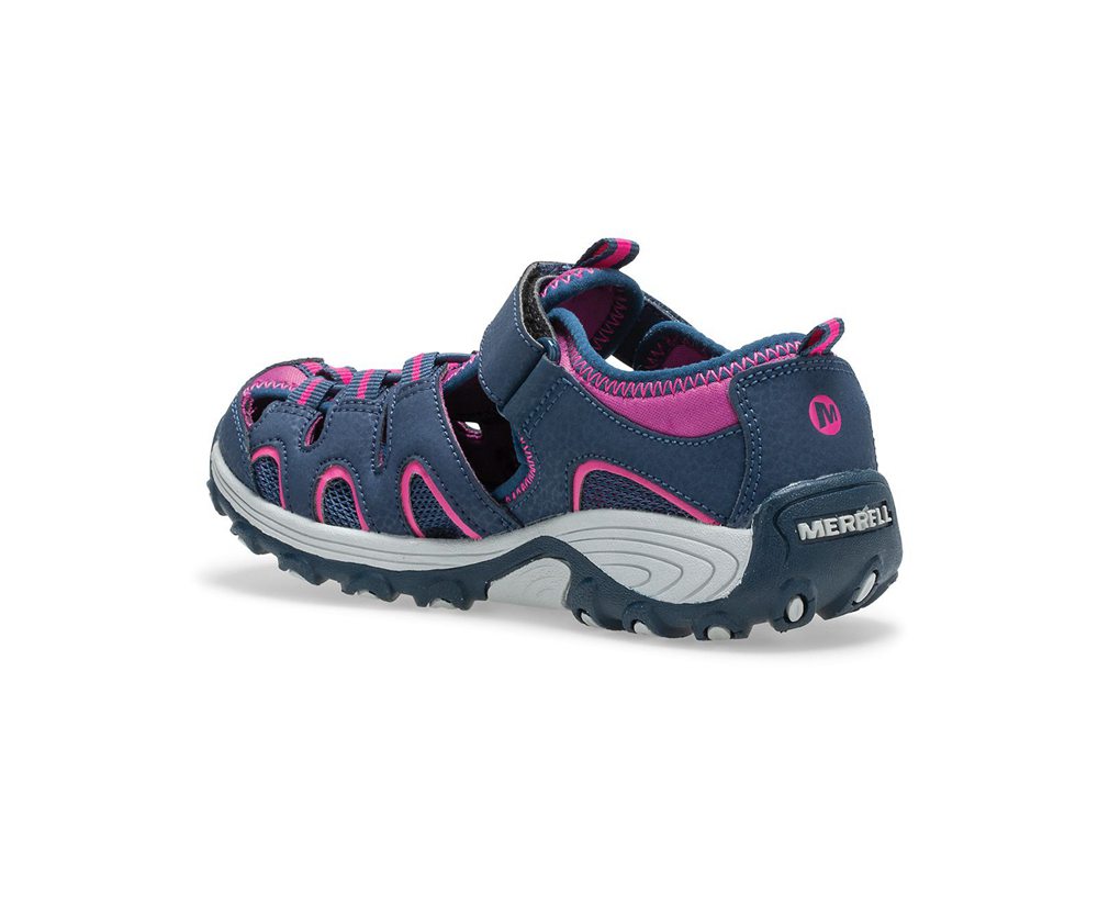 Merrell Hiking Shoes Navy/Pink - Hydro Moc H2O Hiker - Kids 30UIHKBRY
